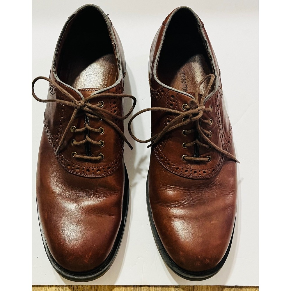 Johnston & Murphy Mens Brown Leather Brogue Oxford Dress Shoes Lace Up 10.5M